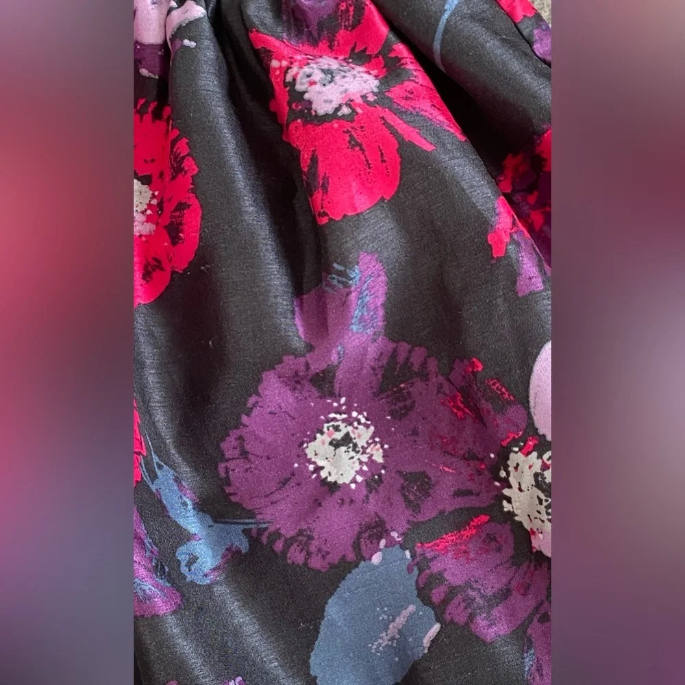 Gymboree Hot Pink Black Purple Lavender Floral Poppy Tulle Dress Girl’s Size 8